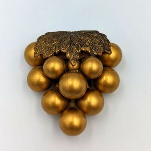 Faux Pearl Dress Clip Gold Tone Vintage/Antique Unmarked Grape Branch Style